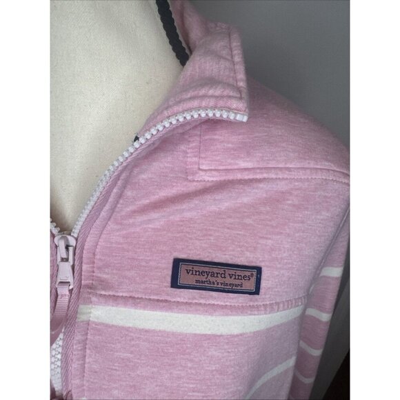 Vineyard Vines Womens Pink White Stripe 1/4 Zip Dreamcloth Shep Shirt Sz S Prep - Picture 2 of 10